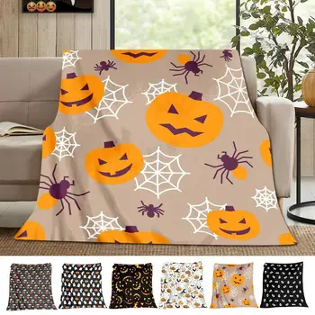 Одеяло на Хэллоуин Теплое уютное мягкое фланелевое одеяло на Хэллоуин Портативное многофункциональное не выцветающее шелковистое и пушистое одеяло