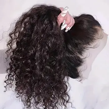 Прозрачный кружевной парик на 360 градусов, натуральные волосы, кудрявые кружевные парики спереди, Кудрявый кружевной парик Прозрачный для чернокожих женщин
