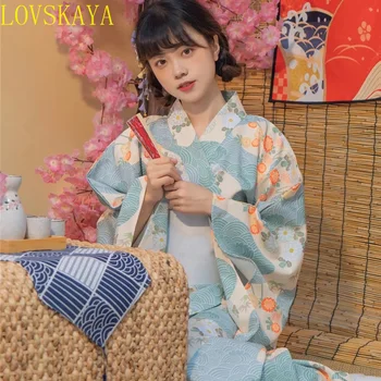 Женское длинное кимоно с цветочным принтом Obi, Хаори, японская традиционная одежда Юката, костюм для косплея, одежда для фотосъемки.