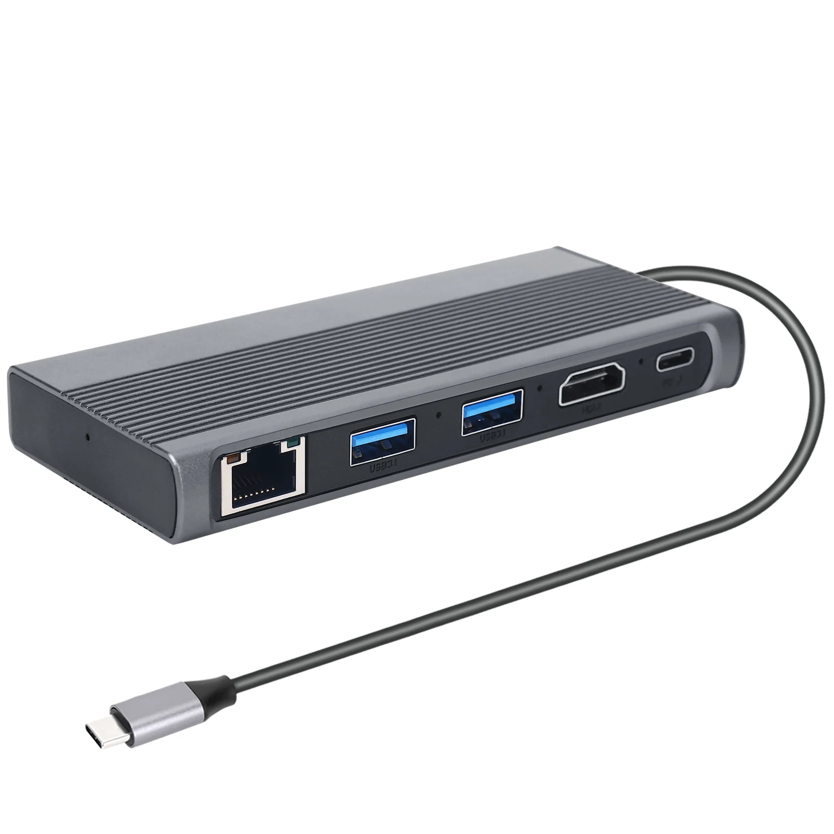 USB C Концентратор M.2 SSD-накопитель, совместимый с HDMI + USB3.1 + RJ45 + док-станция PD Type-C для M.2 NVME NGFF SSD для Macbook - 0