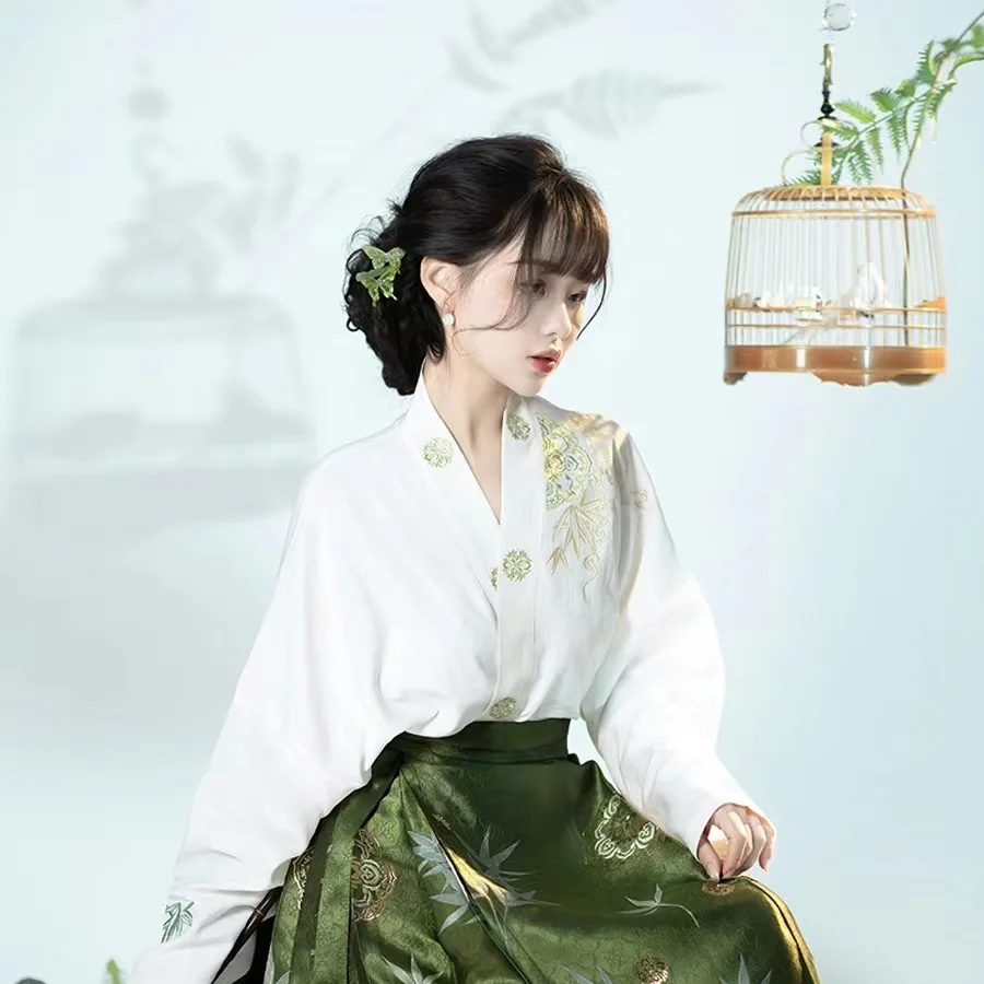Оригинальная юбка Hanfu Костюм в китайском стиле династии Мамяньцунь Мин Плетение Золотая юбка с Лошадиным лицом Китайское платье - 5