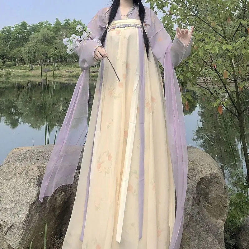 Женское платье Hanfu, китайская традиционная одежда, Сценические костюмы для древних народных танцев, Комплект костюмов для косплея Восточной Сказочной принцессы - 4