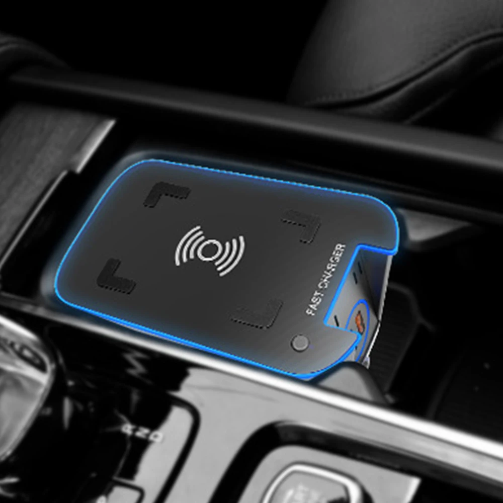 Автомобильное беспроводное зарядное устройство Qi мощностью 15 Вт, Зарядная пластина, держатель телефона для Volvo XC90 S90 XC60 VC60 2018 2019 2020 - 3