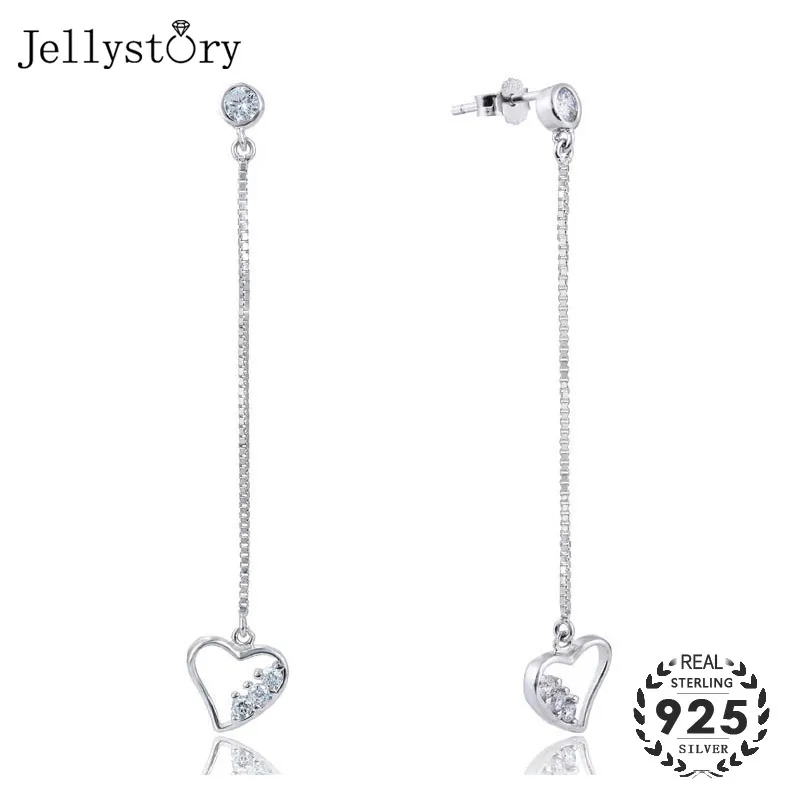 Jellystory модные серьги из стерлингового серебра 925 пробы с цирконом в форме сердца, висячие серьги, ювелирные изделия, свадебная вечеринка для женщин - 0