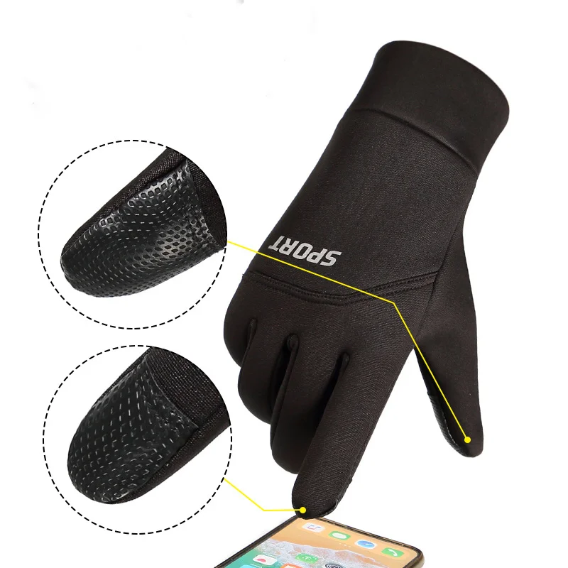 Теплые велосипедные перчатки, перчатки для рыбалки, дорожные противоскользящие, осенне-зимние, защита от снега и ветра на открытом воздухе, плюшевая изоляция, анти - 2