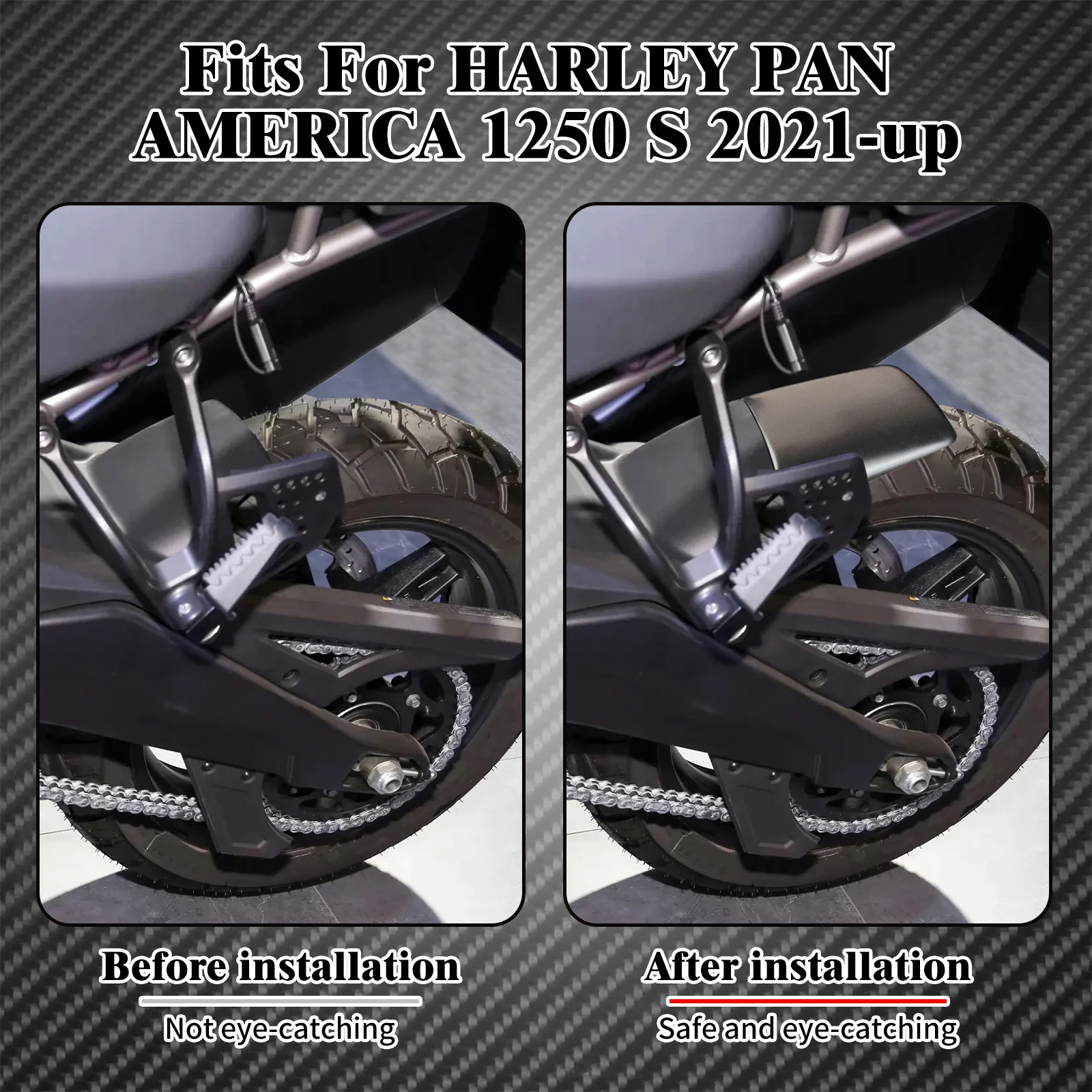 Комплект Переднего Крыла Мотоцикла, Удлинитель Заднего Крыла, Черный Для Harley PAN AMERICA 1250 RA1250 1250S RA1250S 2021-2022 ABS Пластик - 2