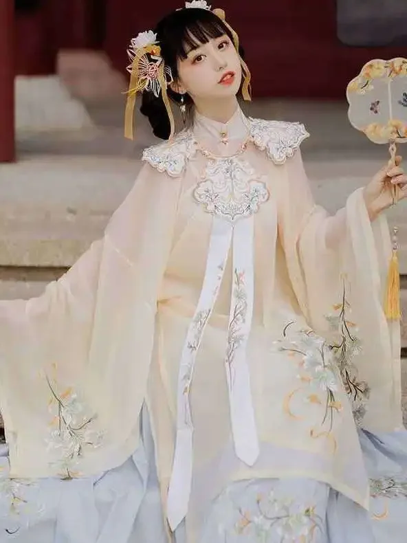 Традиционная одежда в китайском стиле Hanfu Династия Мин Облако Платье с воротникомстойкой на плече Древний костюм Элегантный костюм феи - 1