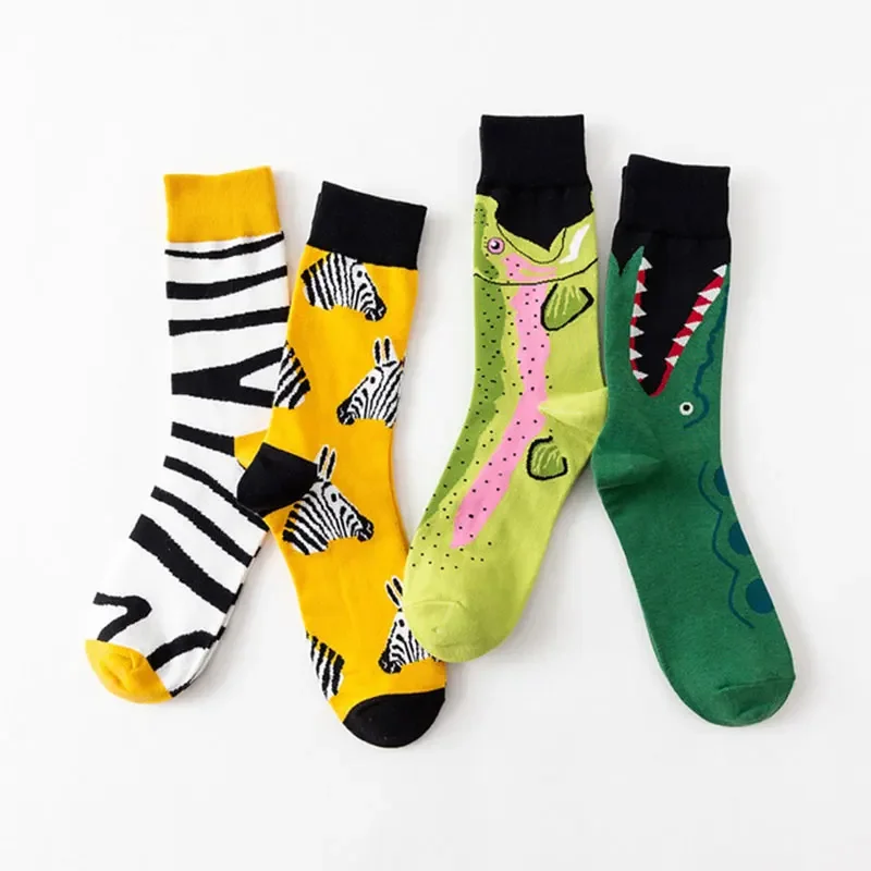 Модные Красочные Носки-Трубки С Полосками Зебры И Крокодилом Серии Cute Winter Tube Socks - 1