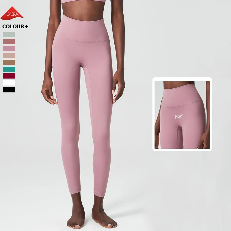 Маслянистые Мягкие штаны для йоги, женские однотонные спортивные леггинсы из лайкры с высокой талией, облегающие тренировочные колготки для бега, спортивная одежда - 0