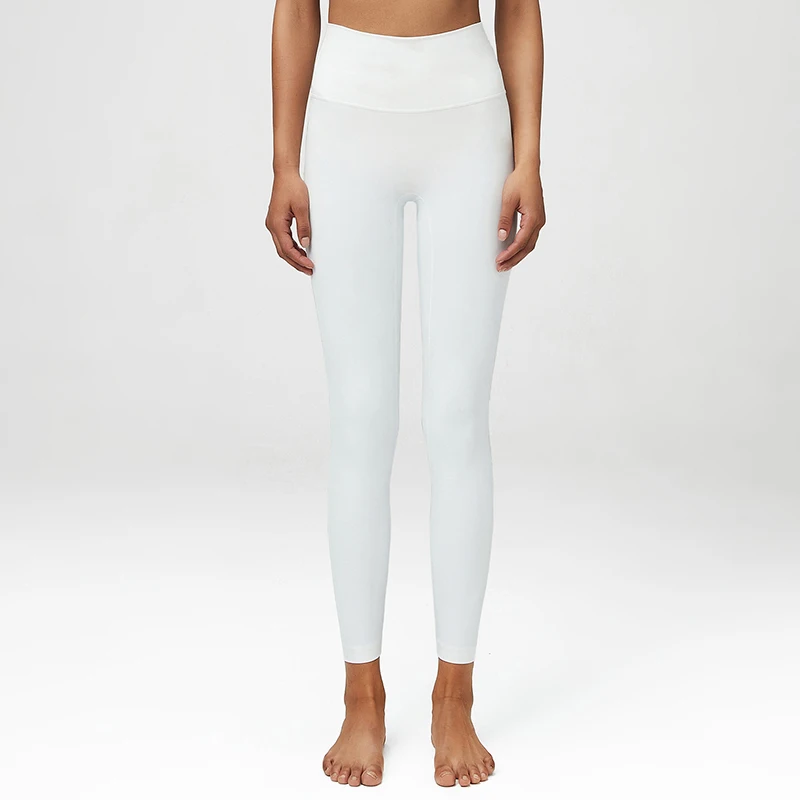Маслянистые Мягкие штаны для йоги, женские однотонные спортивные леггинсы из лайкры с высокой талией, облегающие тренировочные колготки для бега, спортивная одежда - 4