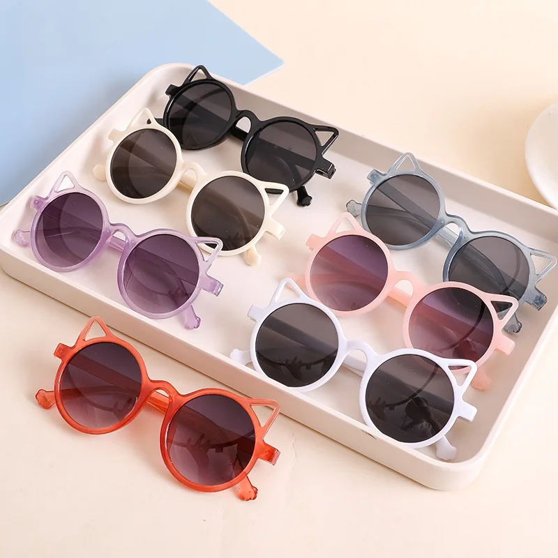 Летние солнцезащитные очки с милым котом для девочек и мальчиков С мультяшными животными Для детей на открытом воздухе, Милые Детские Солнцезащитные очки для пляжа - 0