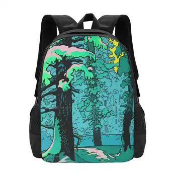Зеленая лесная сумка Рюкзак Для мужчин Женщин девочек подростков Поп-культура Цветной Пейзаж Комикс Лес Снег Зеленый Тихий Шшшш Мирный