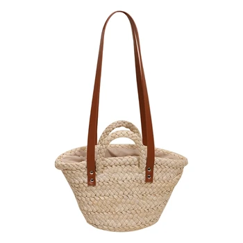 Женская сумка, соломенная сумка через плечо, плетеная корзина ручной работы, летняя пляжно-соломенная сумка, сумка для отпуска, модная сумка для покупок Ins