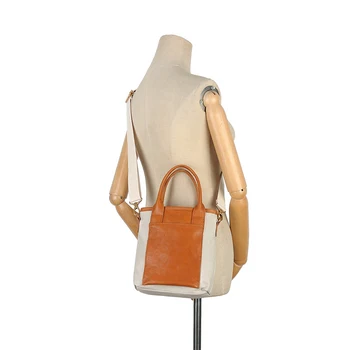 Оригинальный ретро-дизайн, нишевый холст с кожаной сумочкой, сумка через плечо на одно плечо, женская сумка для ежедневных поездок на работу
