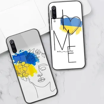 Значок Флага Украины Чехол Для Телефона Xiaomi 13 12 11T 10 9 Redmi Note 12 11 10 10S Pro Черный Стеклянный Чехол Для Телефона Из ПК