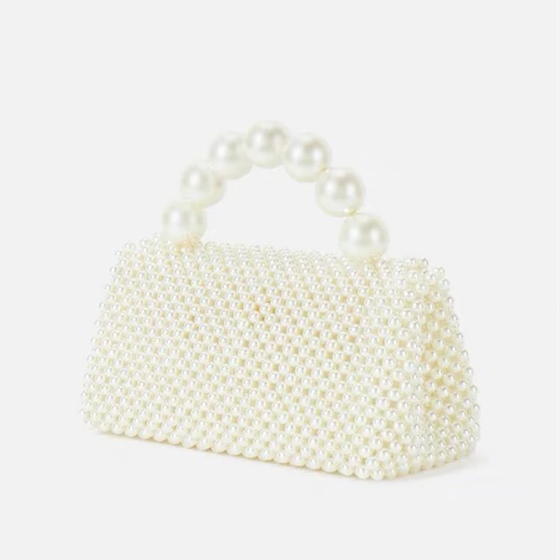 Домашние сумочки из бисера с милой подушкой, плетеные маленькие квадратные дизайнерские кошельки с жемчужным бисером, вечерние вечеринки, универсальные кошельки для женщин - 2