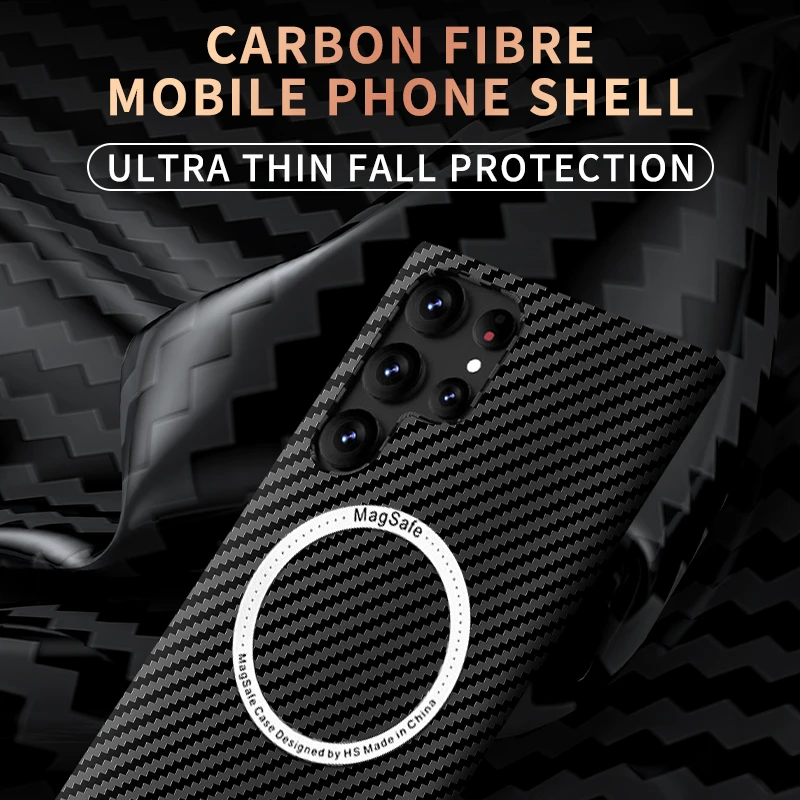 Z-SHOW Ультратонкий Чехол Из Углеродного Волокна Для Samsung Galaxy S23 Plus Ultra 5G Magsafe Магнитная Беспроводная Зарядка Чехол Сумка Coque - 1