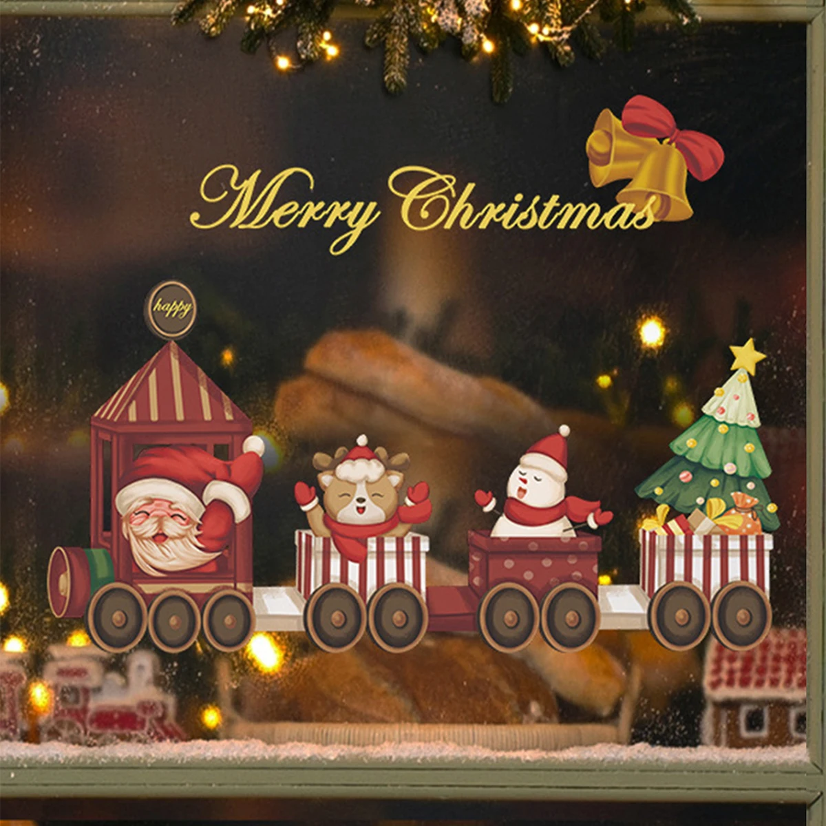 Рождественские Наклейки На Окна Наклейки Санта-Клауса С Рождеством Христовым Украшение 2023 года для Дома Navidad Natal Noel Подарки На Новый Год 2024 - 1