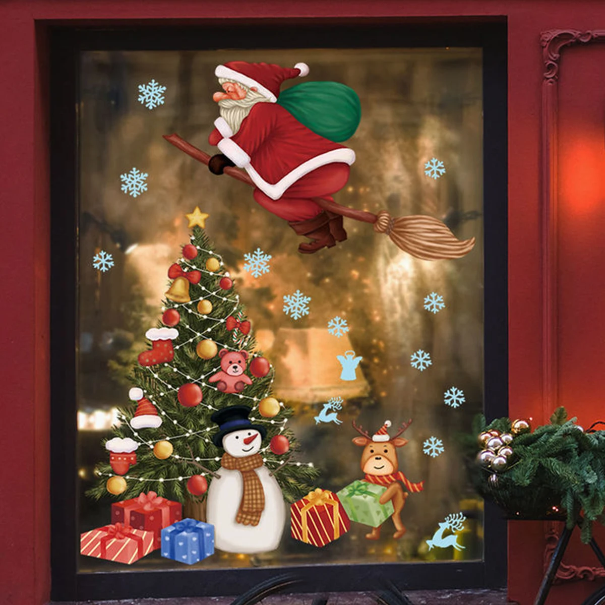 Рождественские Наклейки На Окна Наклейки Санта-Клауса С Рождеством Христовым Украшение 2023 года для Дома Navidad Natal Noel Подарки На Новый Год 2024 - 3
