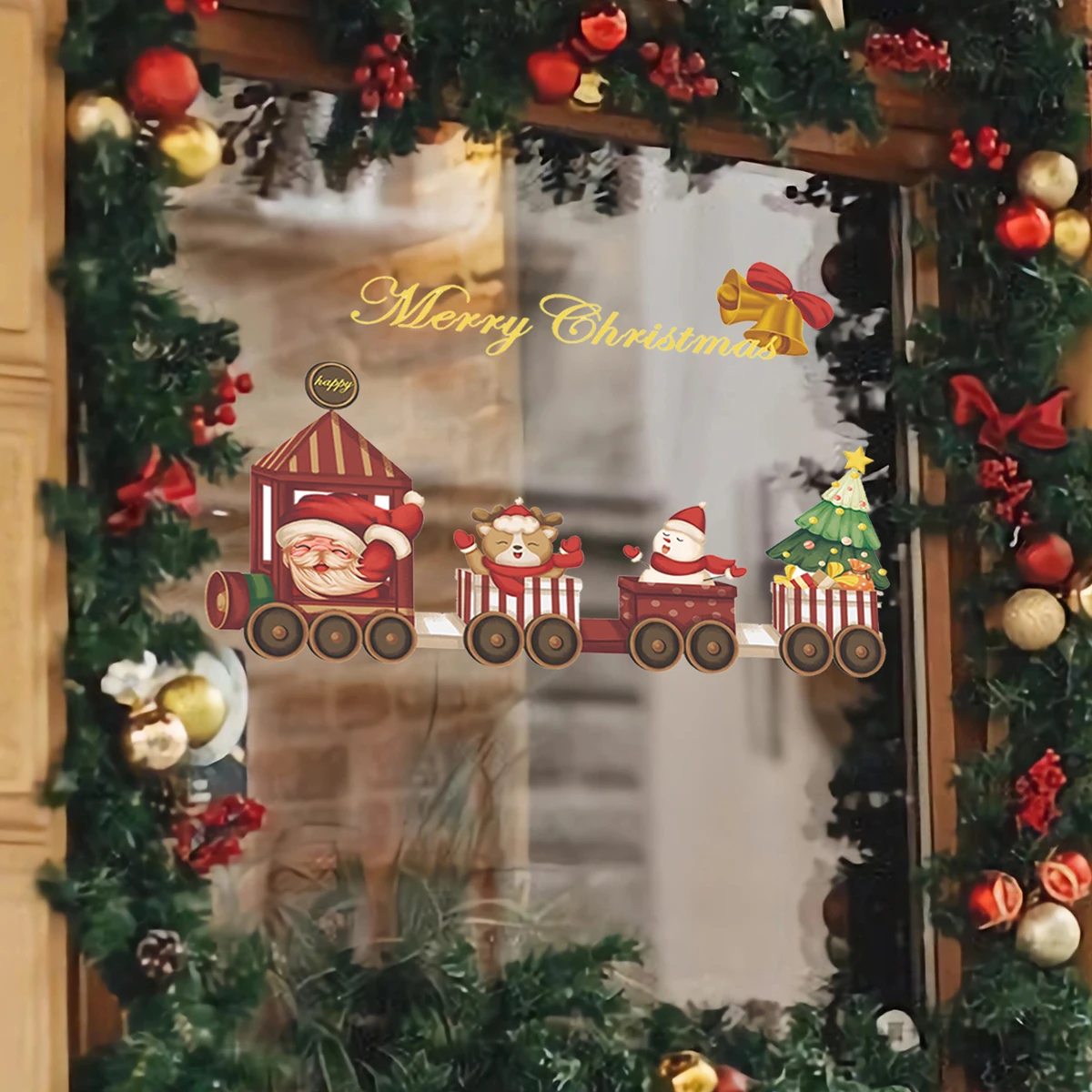 Рождественские Наклейки На Окна Наклейки Санта-Клауса С Рождеством Христовым Украшение 2023 года для Дома Navidad Natal Noel Подарки На Новый Год 2024 - 4