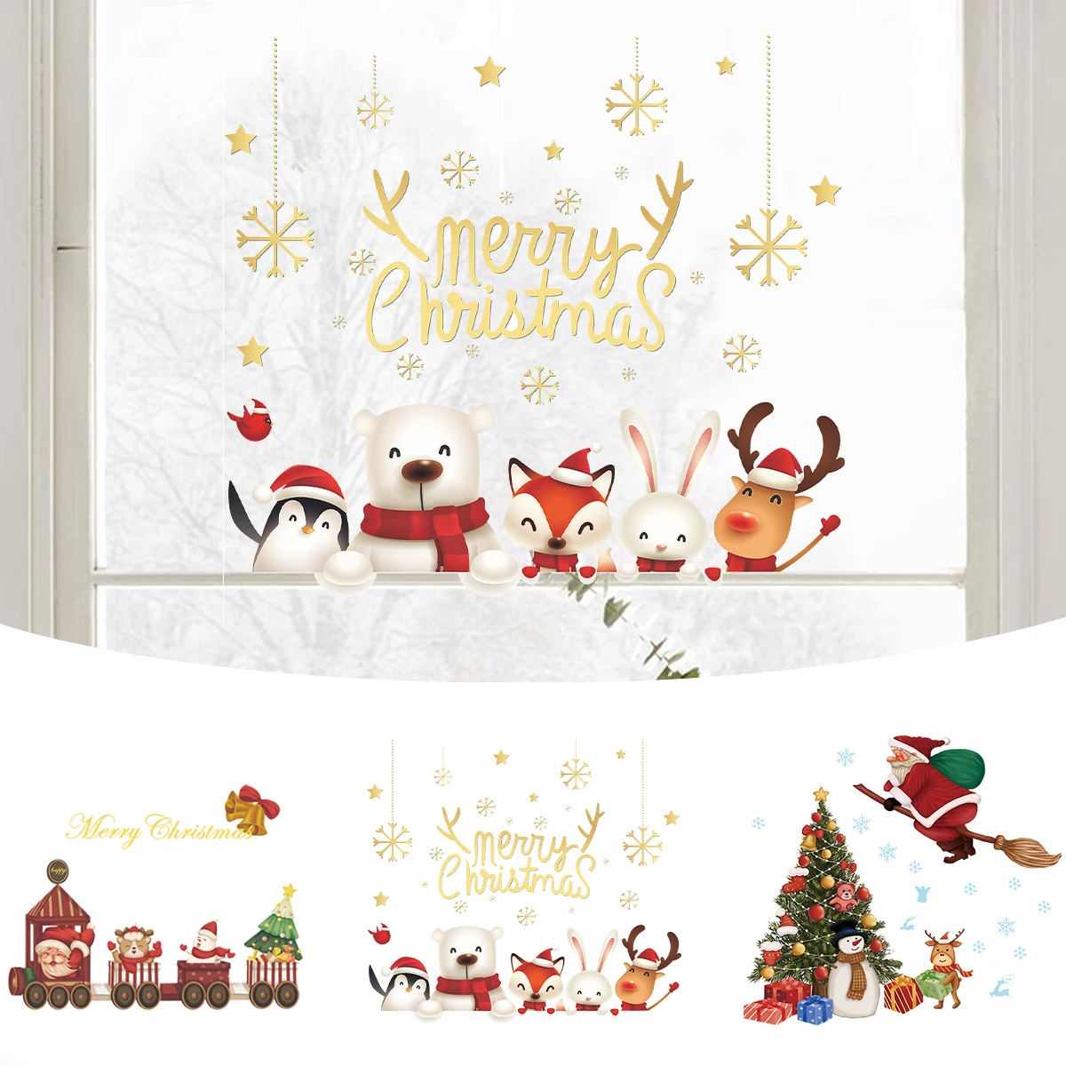 Рождественские Наклейки На Окна Наклейки Санта-Клауса С Рождеством Христовым Украшение 2023 года для Дома Navidad Natal Noel Подарки На Новый Год 2024 - 5